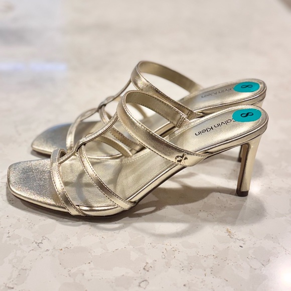 Calvin Klein Women's Metallic Heeled Sandals - Picture 1 of 4